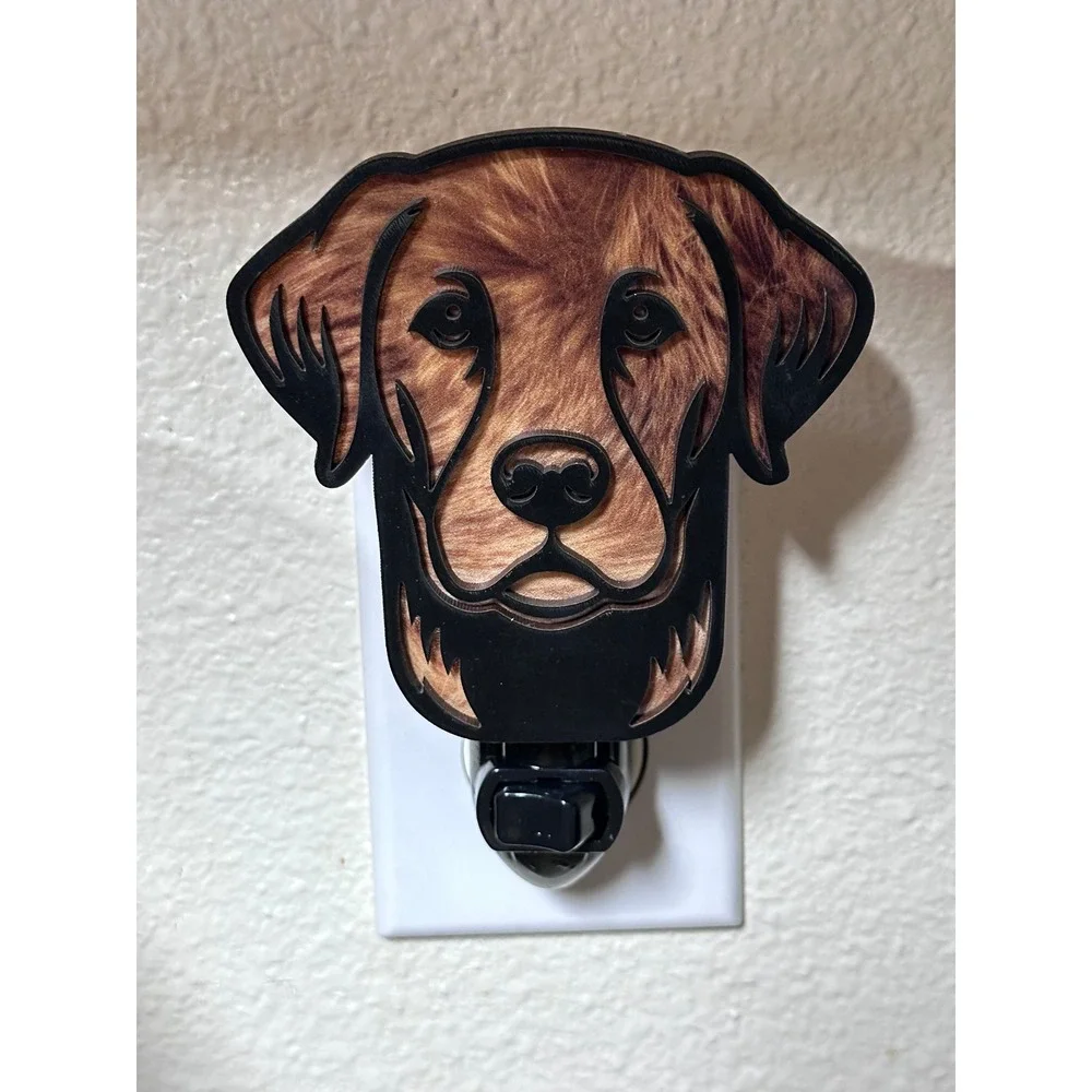 Golden Retriever Dog Head Night Light Plug In Wood Laser Cut‎ Home Decor